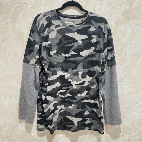 NEW BOYS 100% COTTON GRAY CAMOUFLAGE LONG SLEEVE SHIRT - Picture 2 of 10